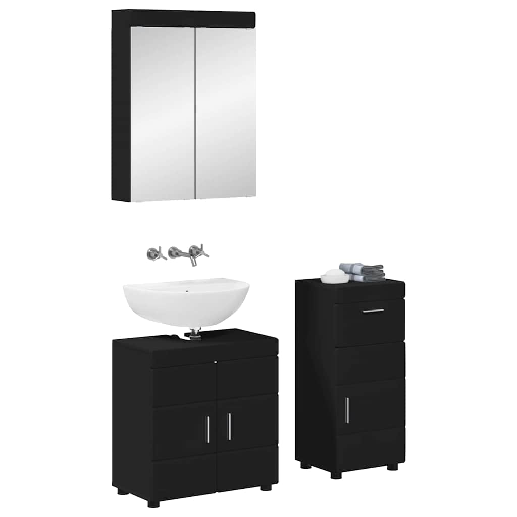 Badezimmermöbel-Set TULUM 3 pcs Schwarz 60 x 34 x 63 cm