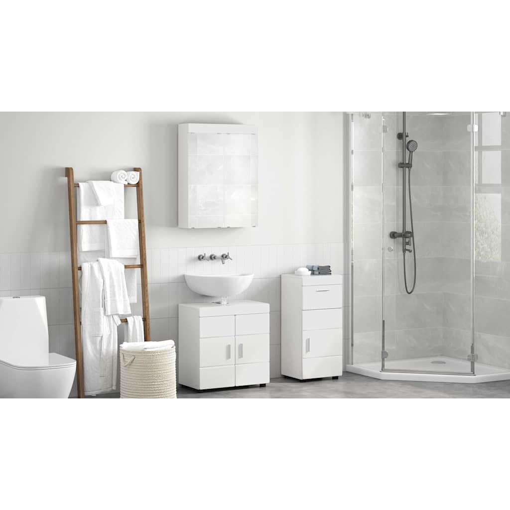 Badezimmermöbel-Set TULUM 3 pcs Hochglanz Weiß 60 x 34 x 63 cm