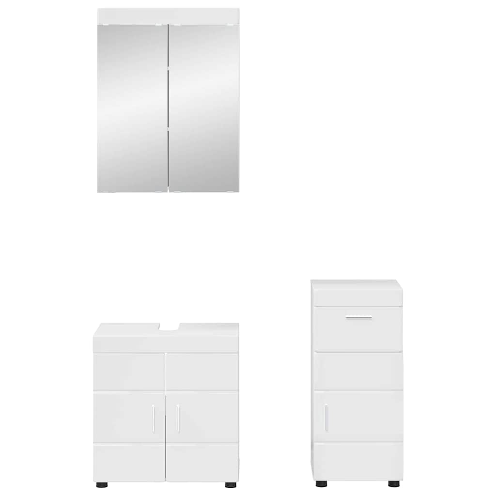 Badezimmermöbel-Set TULUM 3 pcs Hochglanz Weiß 60 x 34 x 63 cm