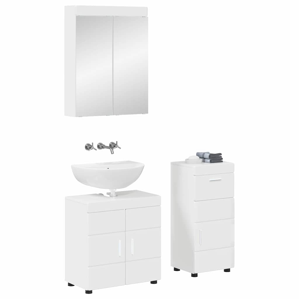 Badezimmermöbel-Set TULUM 3 pcs Hochglanz Weiß 60 x 34 x 63 cm