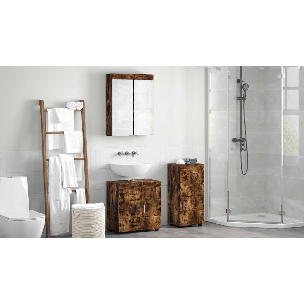 Badezimmermöbel-Set TULUM 3 pcs Geräucherte Eiche