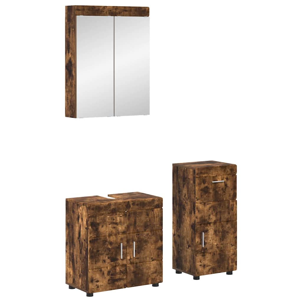 Badezimmermöbel-Set TULUM 3 pcs Geräucherte Eiche