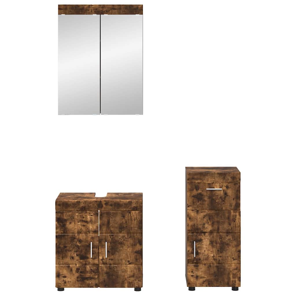Badezimmermöbel-Set TULUM 3 pcs Geräucherte Eiche