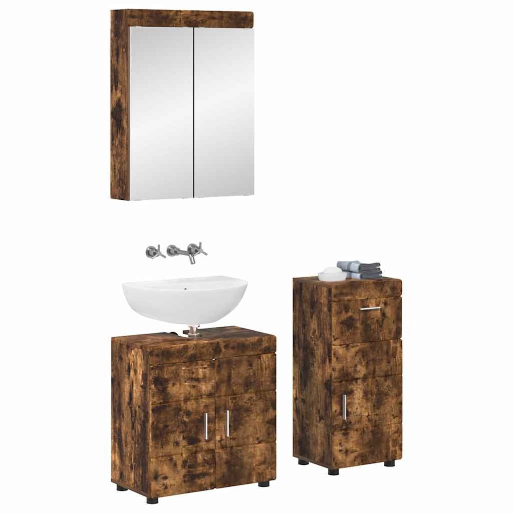 Badezimmermöbel-Set TULUM 3 pcs Geräucherte Eiche