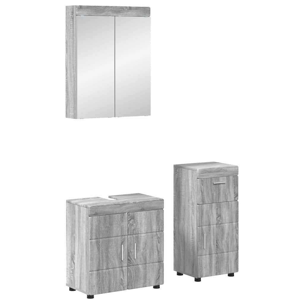 Badezimmermöbel-Set mit Regal TULUM Graues Sonoma Holzwerkstoff
