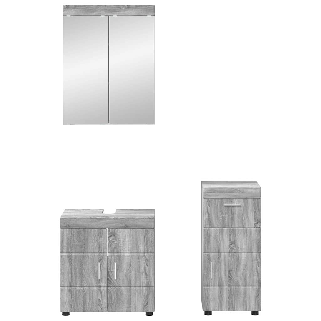 Badezimmermöbel-Set mit Regal TULUM Graues Sonoma Holzwerkstoff