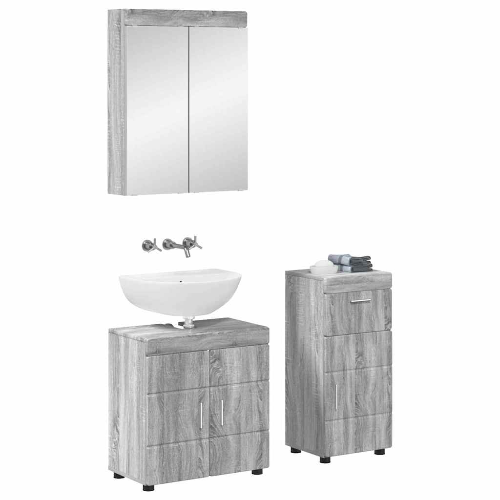 Badezimmermöbel-Set mit Regal TULUM Graues Sonoma Holzwerkstoff
