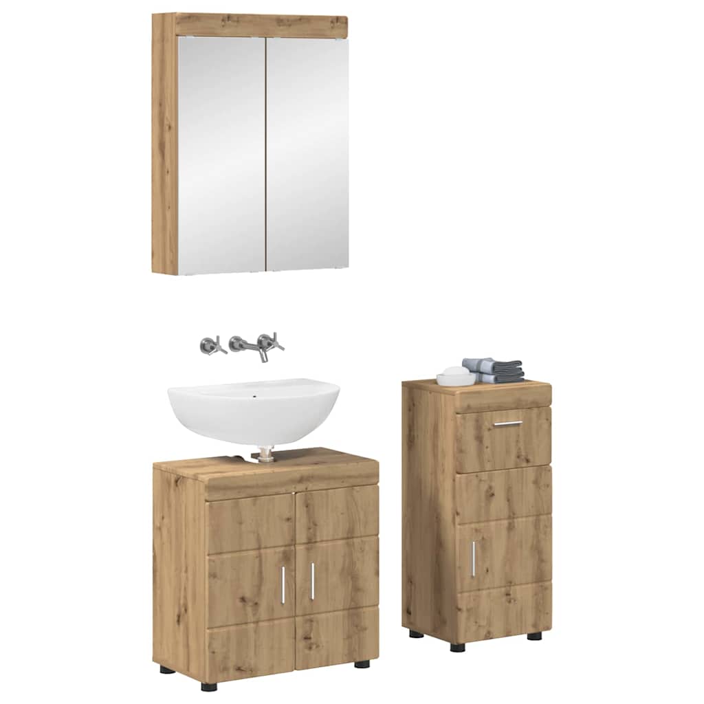 Badezimmermöbel-Set TULUM 3 Stk. Artisan-Eiche 60 x 34 x 63 cm