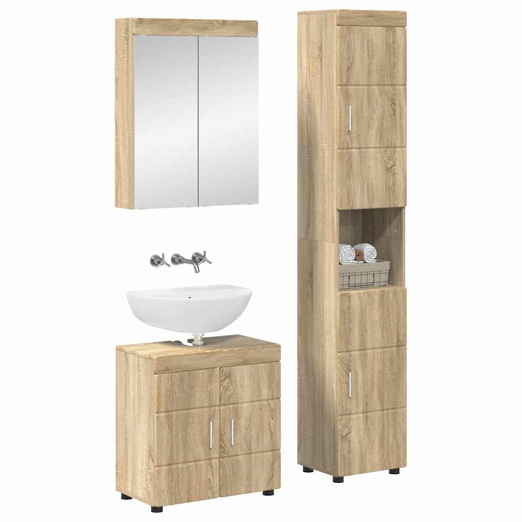 Badezimmermöbel-Set TULUM 3 pcs Sonoma-Eiche 60 x 34 x 63 cm