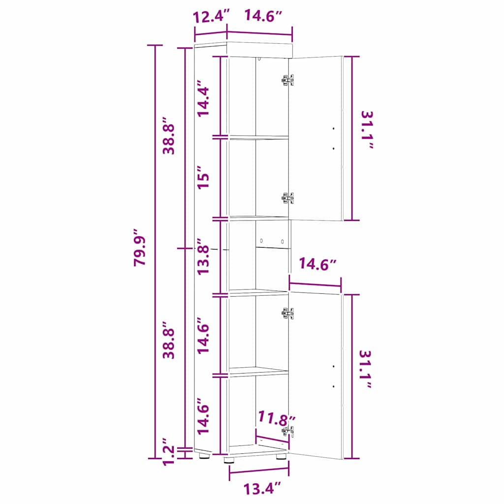 Badezimmermöbel-Set TULUM 3 pcs Beton Grau 60 x 34 x 63 cm