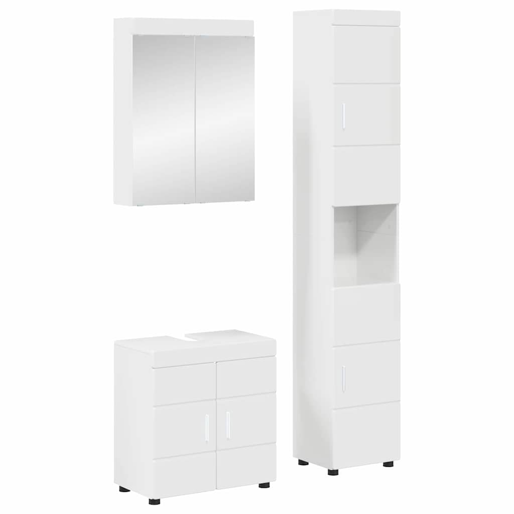 Badezimmermöbel-Set TULUM 3 pcs Hochglanz Weiß 60 x 34 x 63 cm