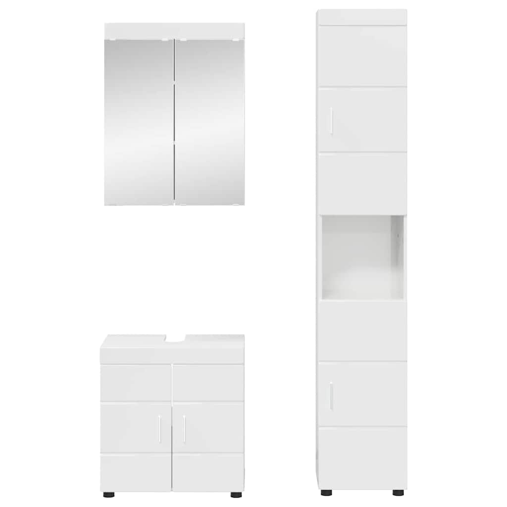 Badezimmermöbel-Set TULUM 3 pcs Hochglanz Weiß 60 x 34 x 63 cm