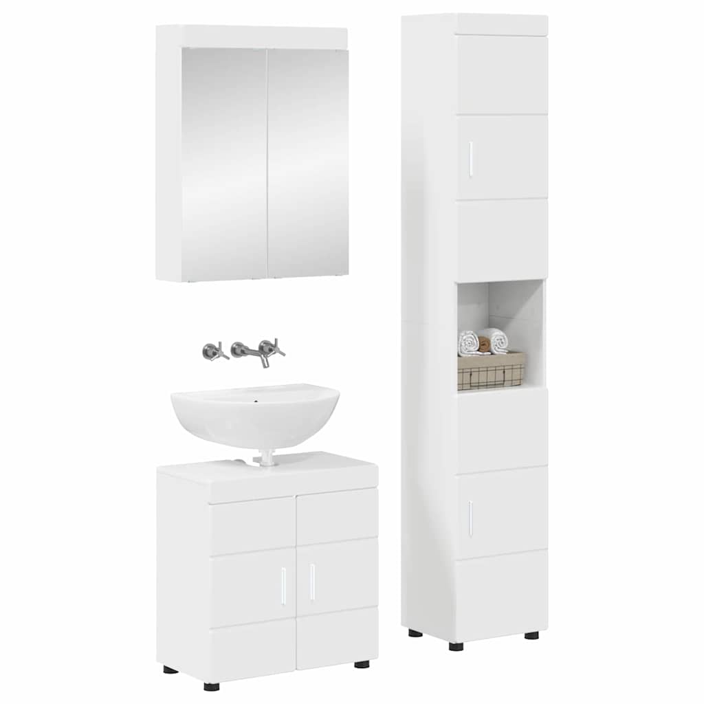 Badezimmermöbel-Set TULUM 3 pcs Hochglanz Weiß 60 x 34 x 63 cm