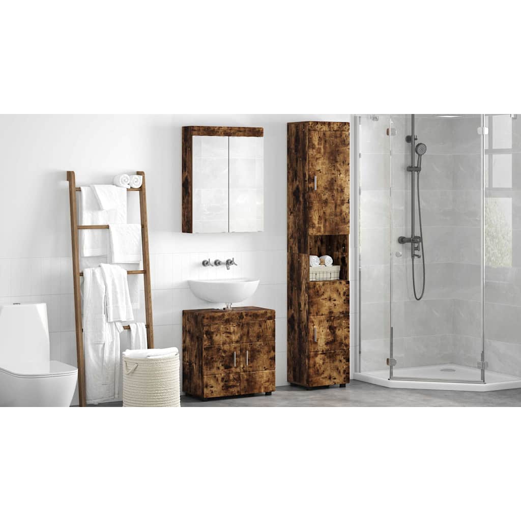 Badezimmermöbel-Set TULUM 3 pcs Geräucherte Eiche