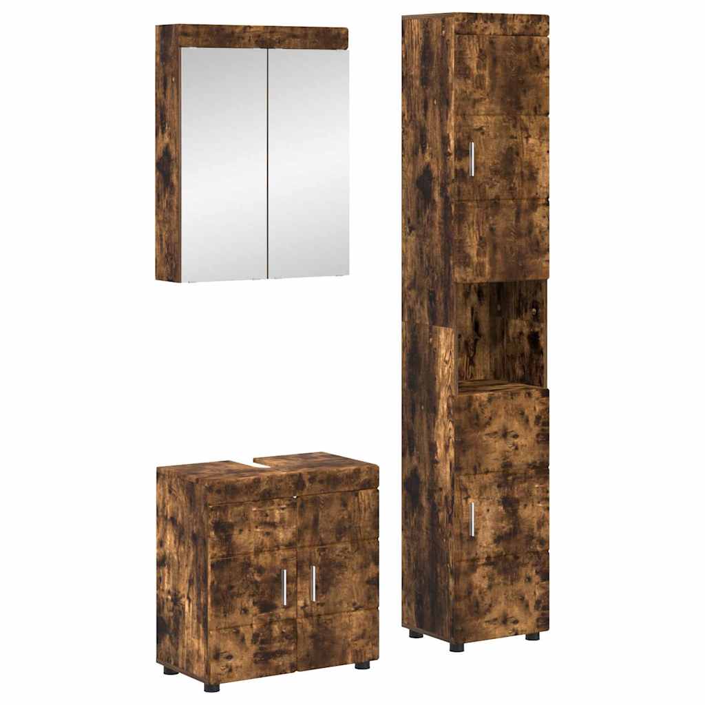 Badezimmermöbel-Set TULUM 3 pcs Geräucherte Eiche
