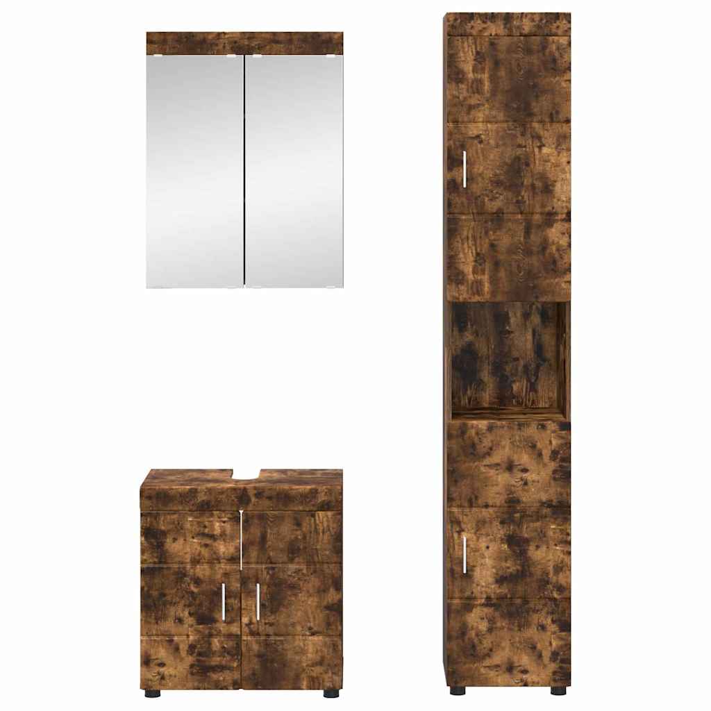 Badezimmermöbel-Set TULUM 3 pcs Geräucherte Eiche