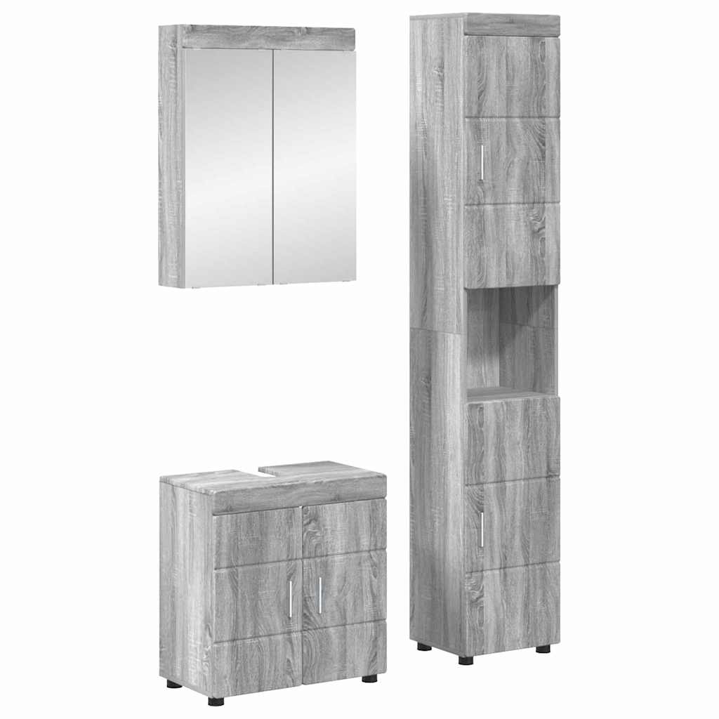 Badezimmermöbel-Set TULUM 3 pcs Graues Sonoma 60 x 34 x 63 cm
