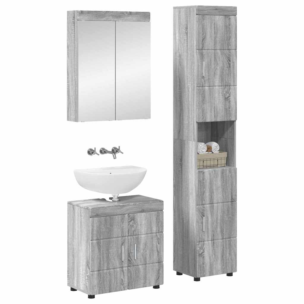 Badezimmermöbel-Set TULUM 3 pcs Graues Sonoma 60 x 34 x 63 cm