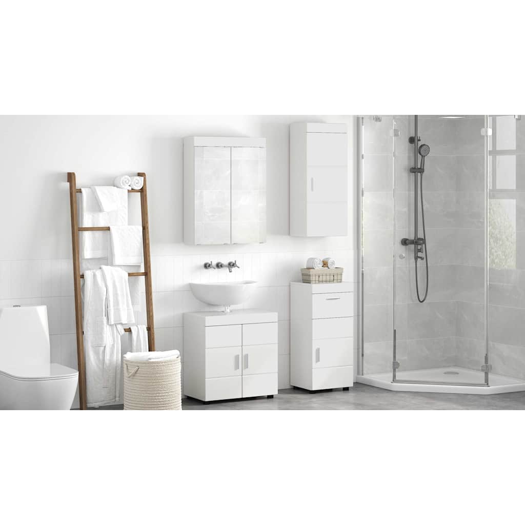 Badezimmermöbel-Set TULUM 4 pcs Hochglanz Weiß 60 x 34 x 63 cm