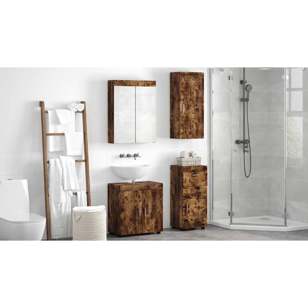 Badezimmermöbel-Set TULUM 4 pcs Geräucherte Eiche