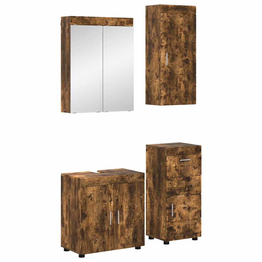 Badezimmermöbel-Set TULUM 4 pcs Geräucherte Eiche