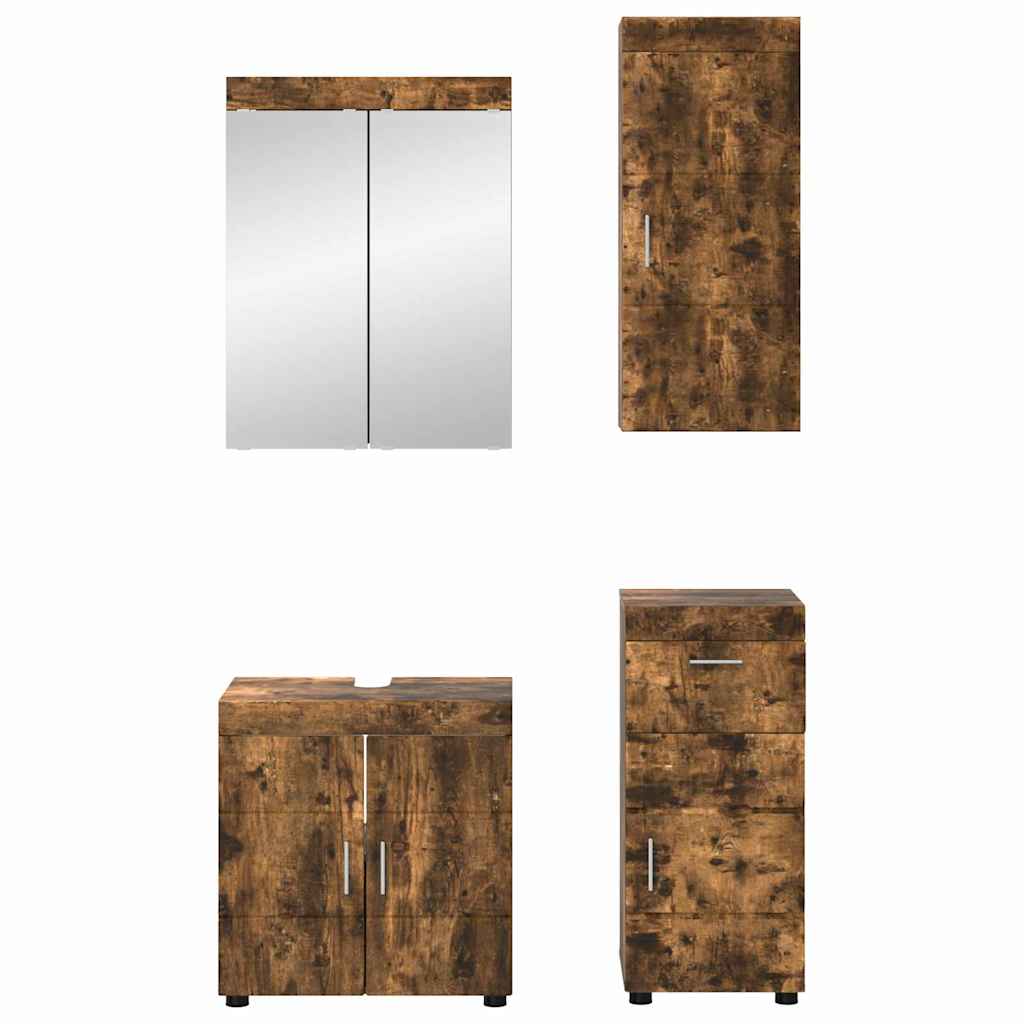 Badezimmermöbel-Set TULUM 4 pcs Geräucherte Eiche