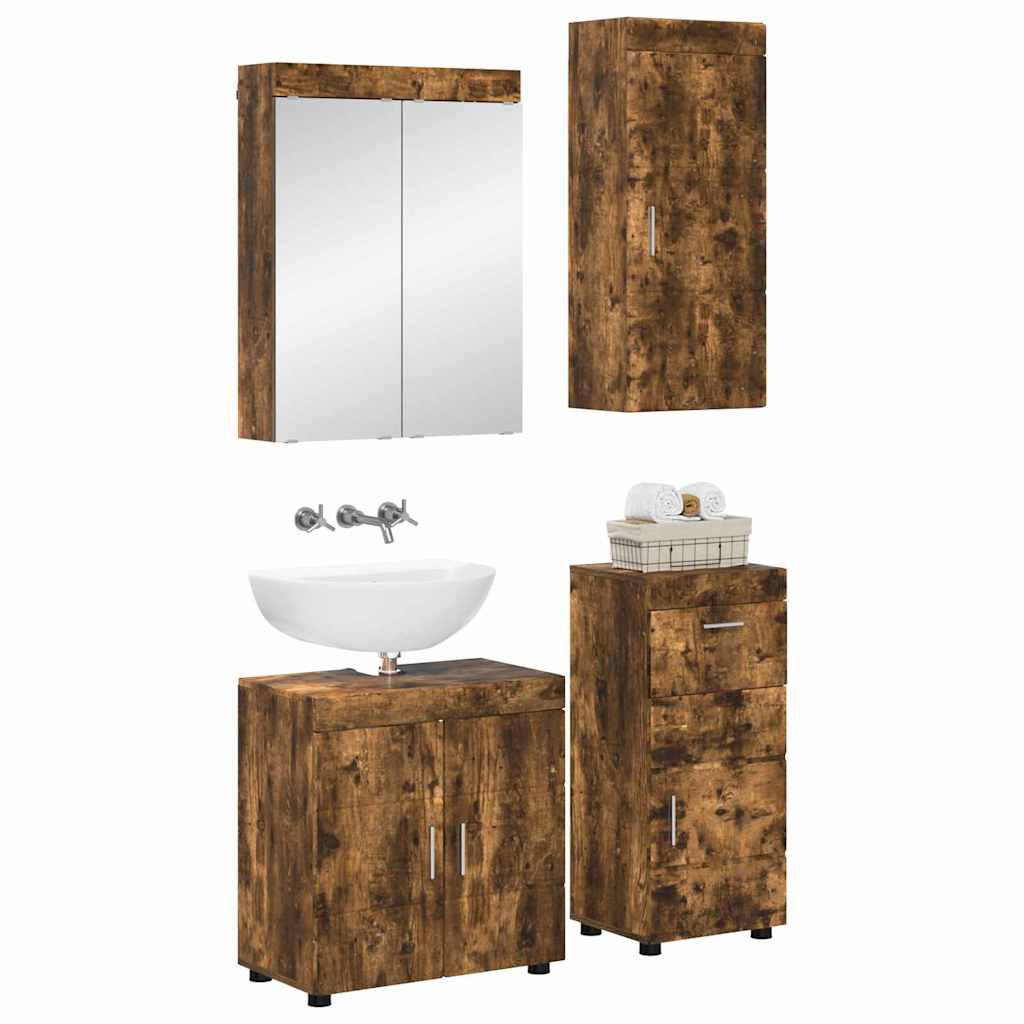 Badezimmermöbel-Set TULUM 4 pcs Geräucherte Eiche