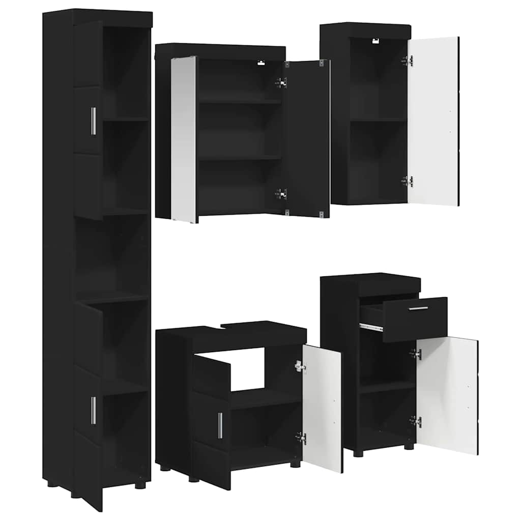 Badezimmermöbel-Set TULUM 5 pcs Schwarz 60 x 34 x 63 cm