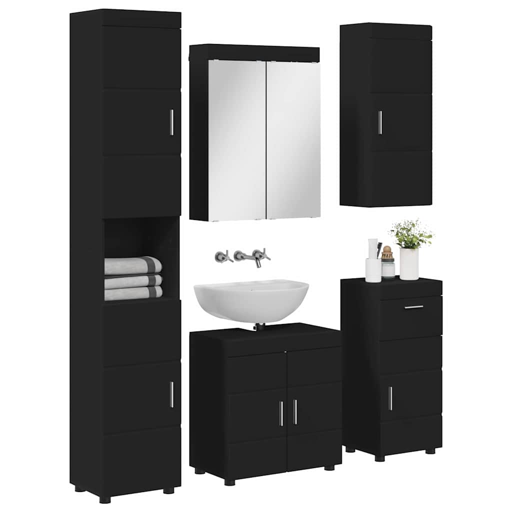 Badezimmermöbel-Set TULUM 5 pcs Schwarz 60 x 34 x 63 cm