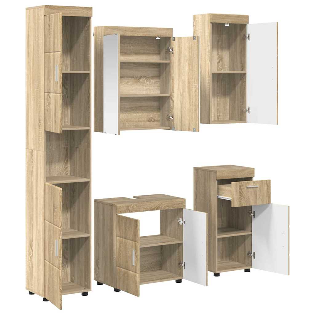 Badezimmermöbel-Set TULUM 5 pcs Sonoma-Eiche 60 x 34 x 63 cm