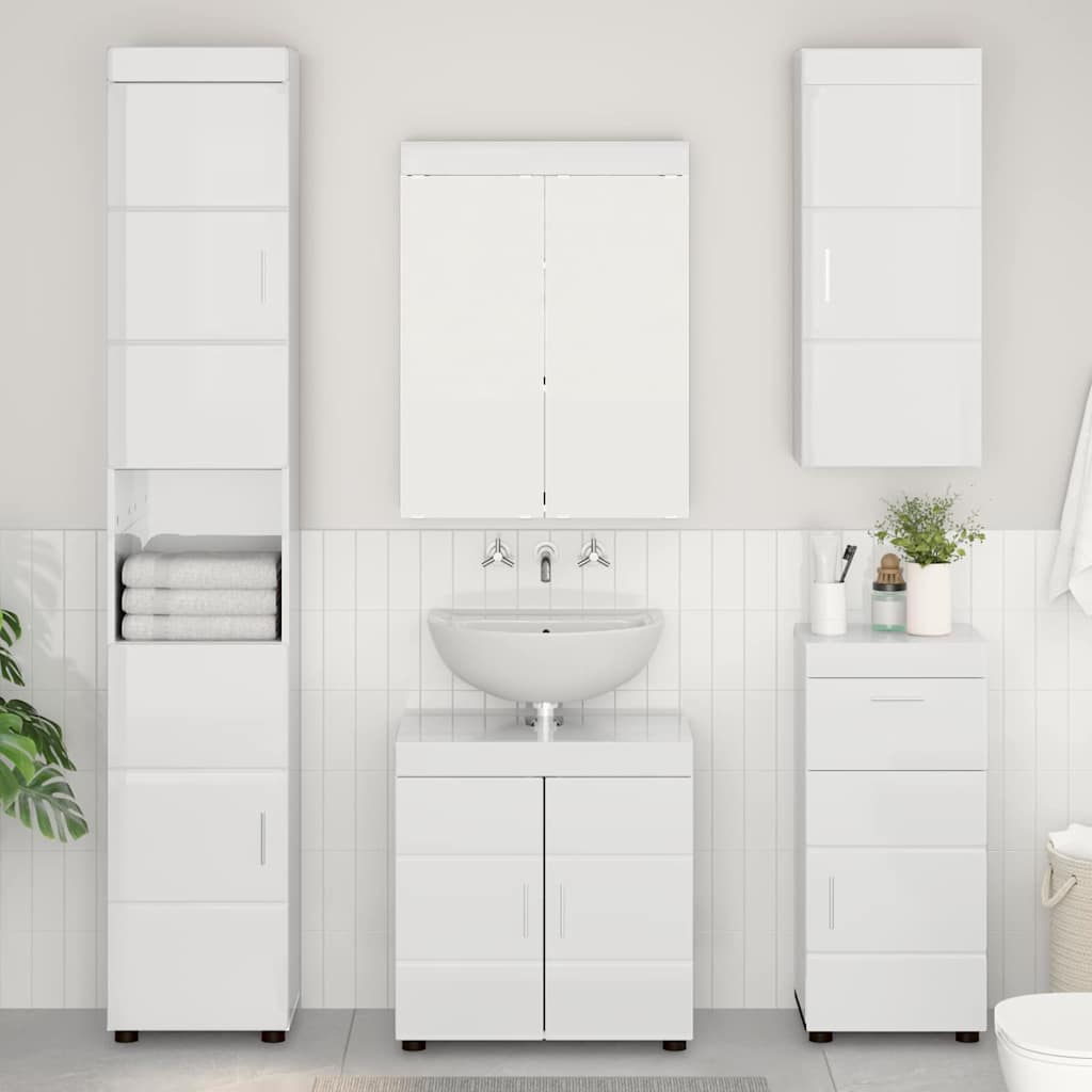 Badezimmermöbel-Set TULUM 5 pcs Hochglanz Weiß 60 x 34 x 63 cm