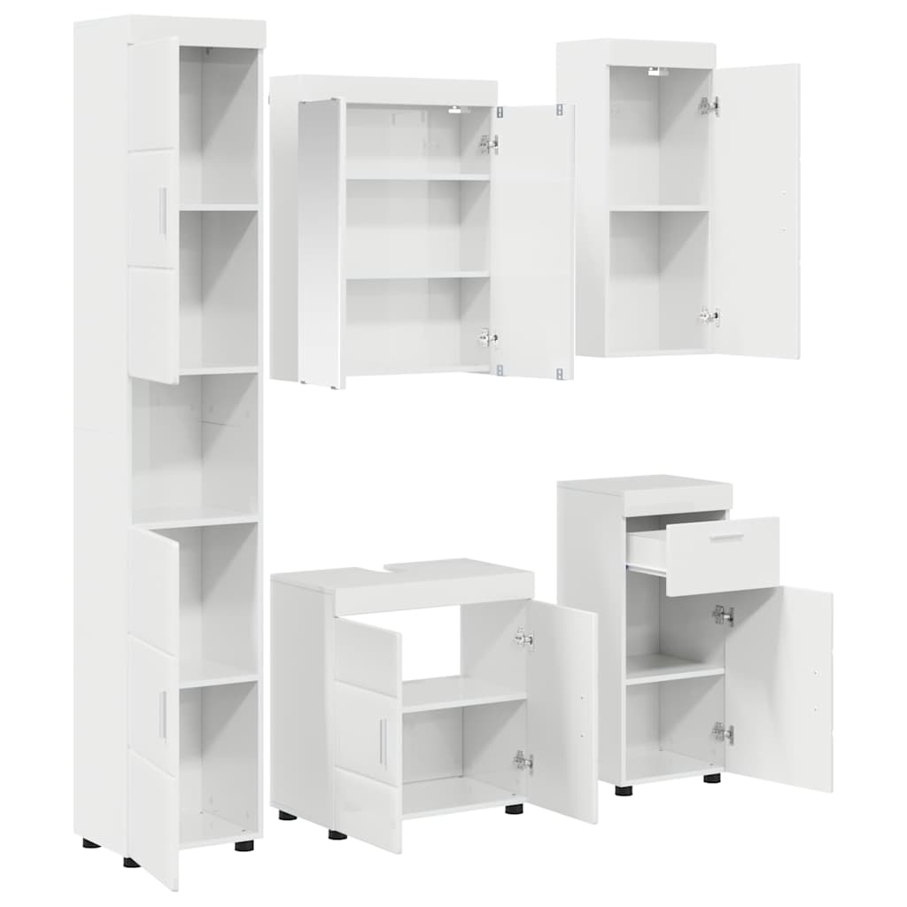 Badezimmermöbel-Set TULUM 5 pcs Hochglanz Weiß 60 x 34 x 63 cm
