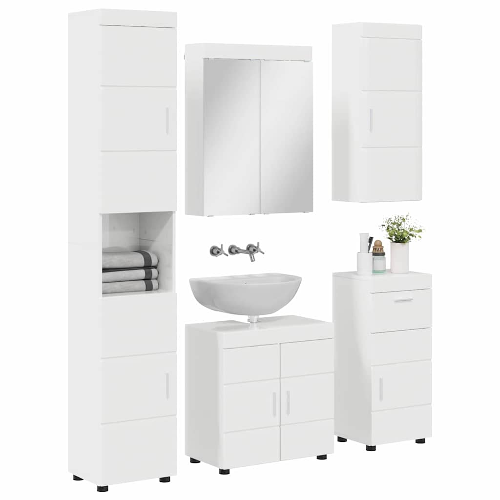 Badezimmermöbel-Set TULUM 5 pcs Hochglanz Weiß 60 x 34 x 63 cm