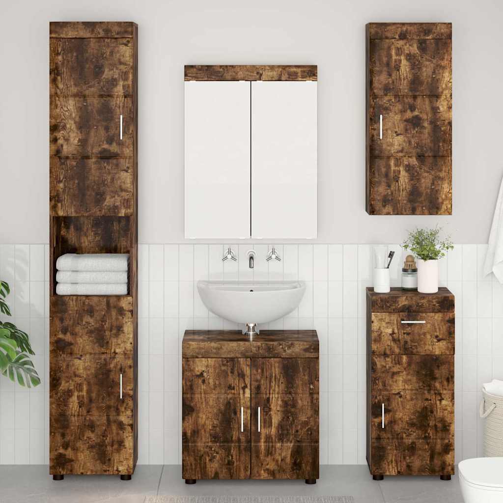 Badezimmermöbel-Set TULUM 5 pcs Geräucherte Eiche