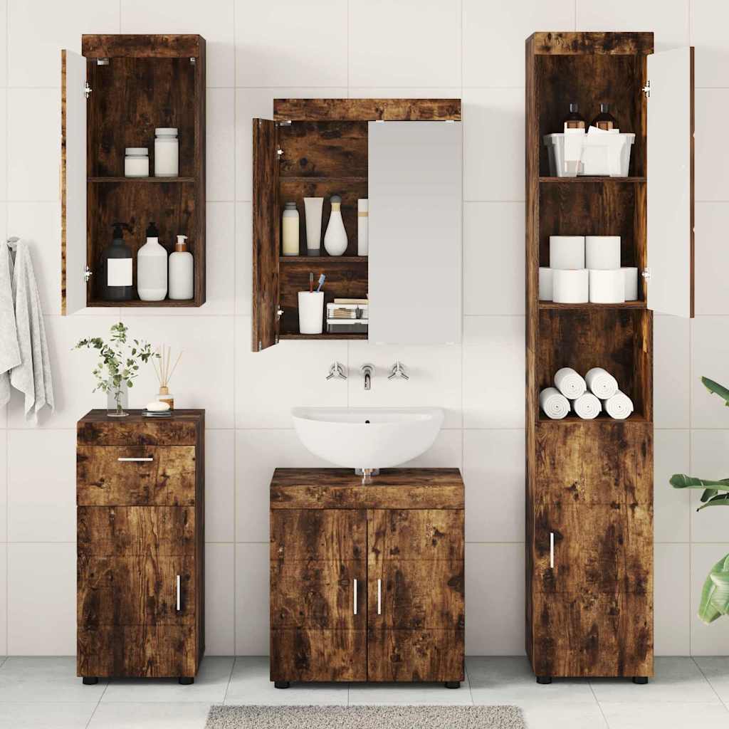 Badezimmermöbel-Set TULUM 5 pcs Geräucherte Eiche