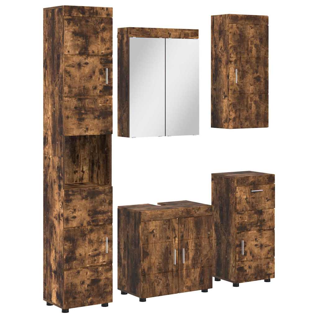 Badezimmermöbel-Set TULUM 5 pcs Geräucherte Eiche