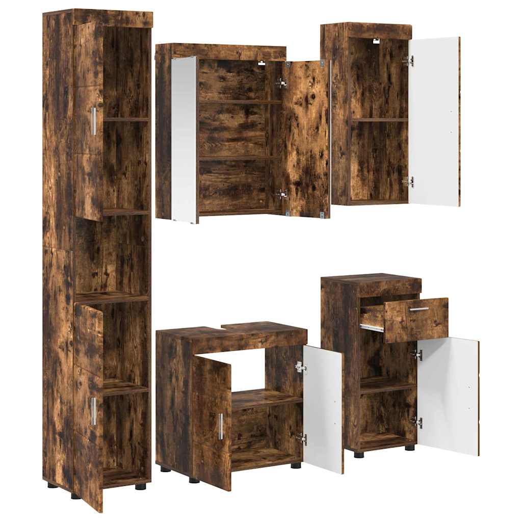 Badezimmermöbel-Set TULUM 5 pcs Geräucherte Eiche