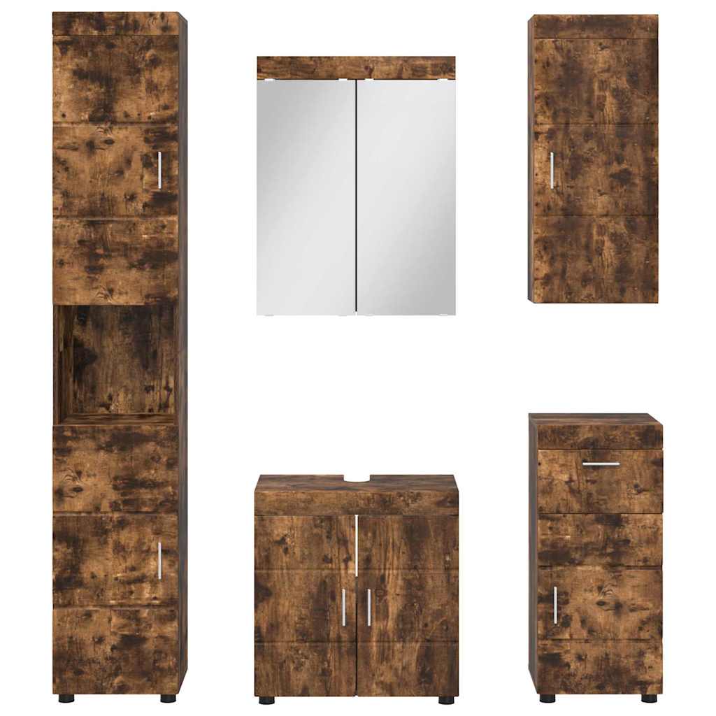 Badezimmermöbel-Set TULUM 5 pcs Geräucherte Eiche
