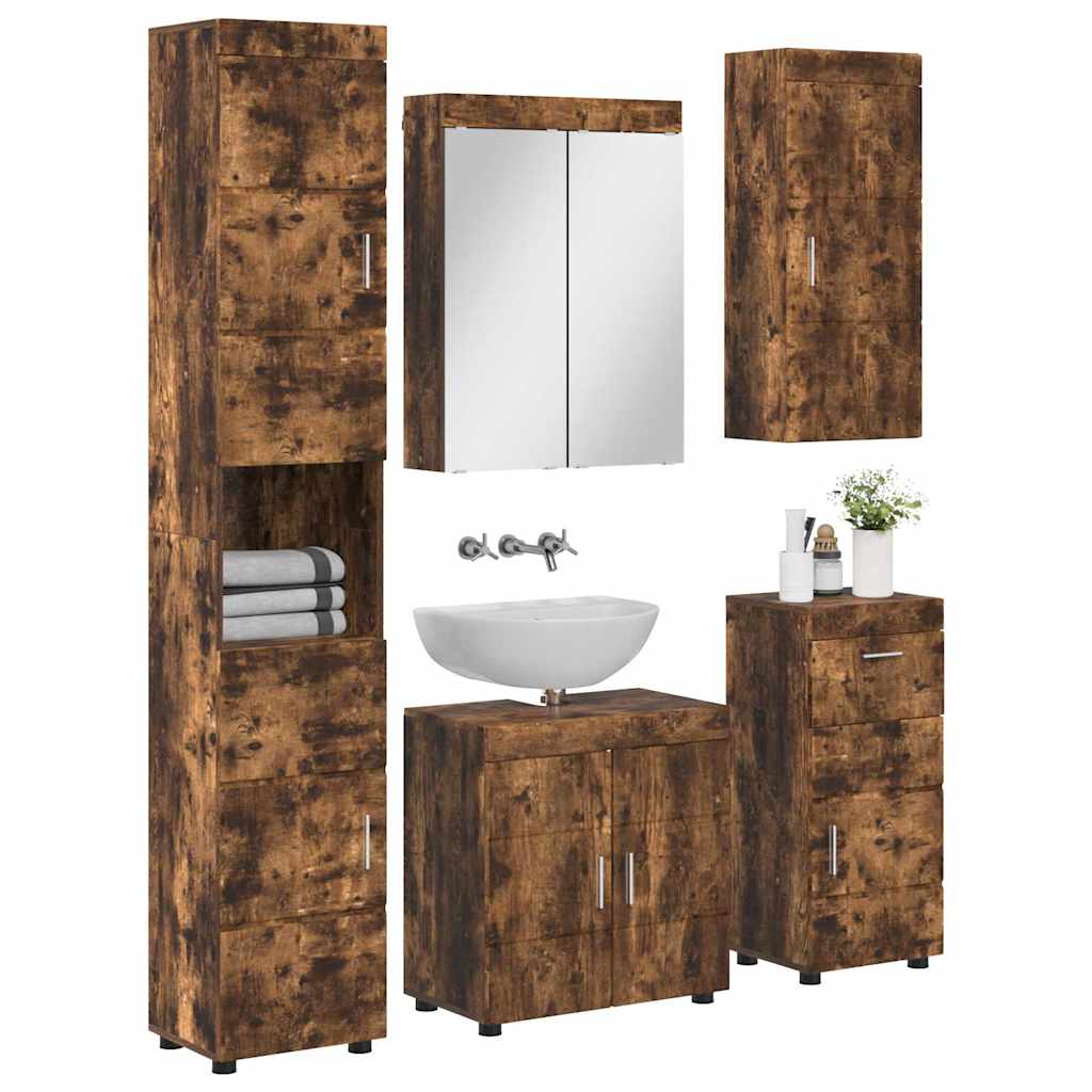 Badezimmermöbel-Set TULUM 5 pcs Geräucherte Eiche