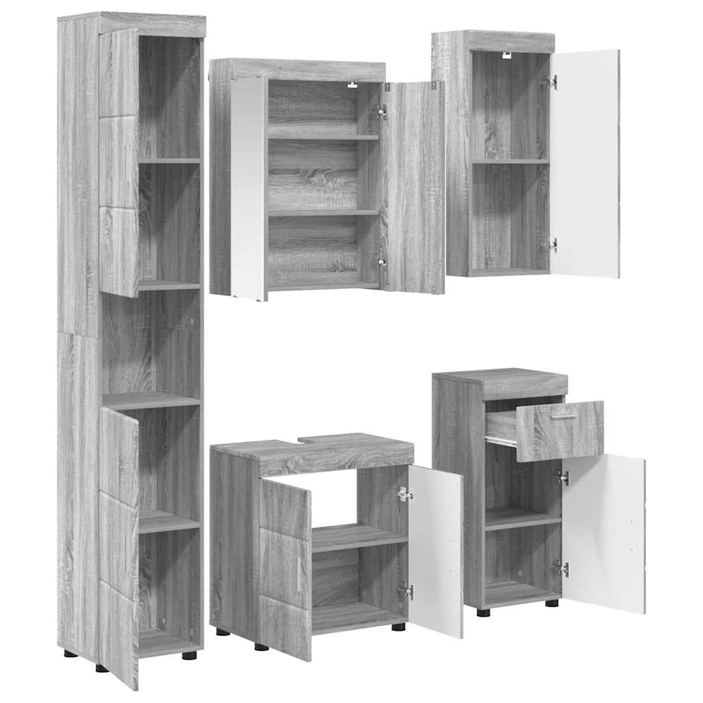 Badezimmermöbel-Set TULUM 5 pcs Graues Sonoma 60 x 34 x 63 cm