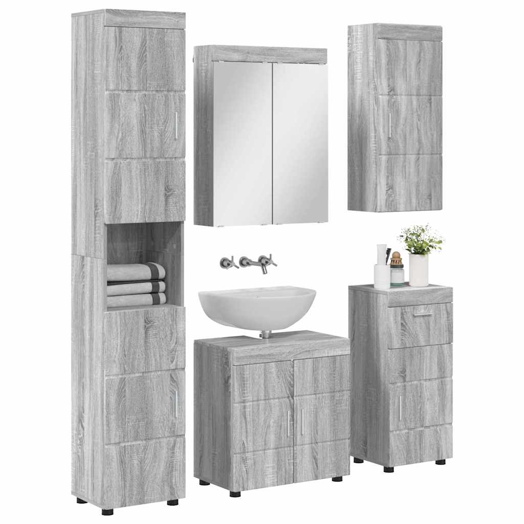 Badezimmermöbel-Set TULUM 5 pcs Graues Sonoma 60 x 34 x 63 cm