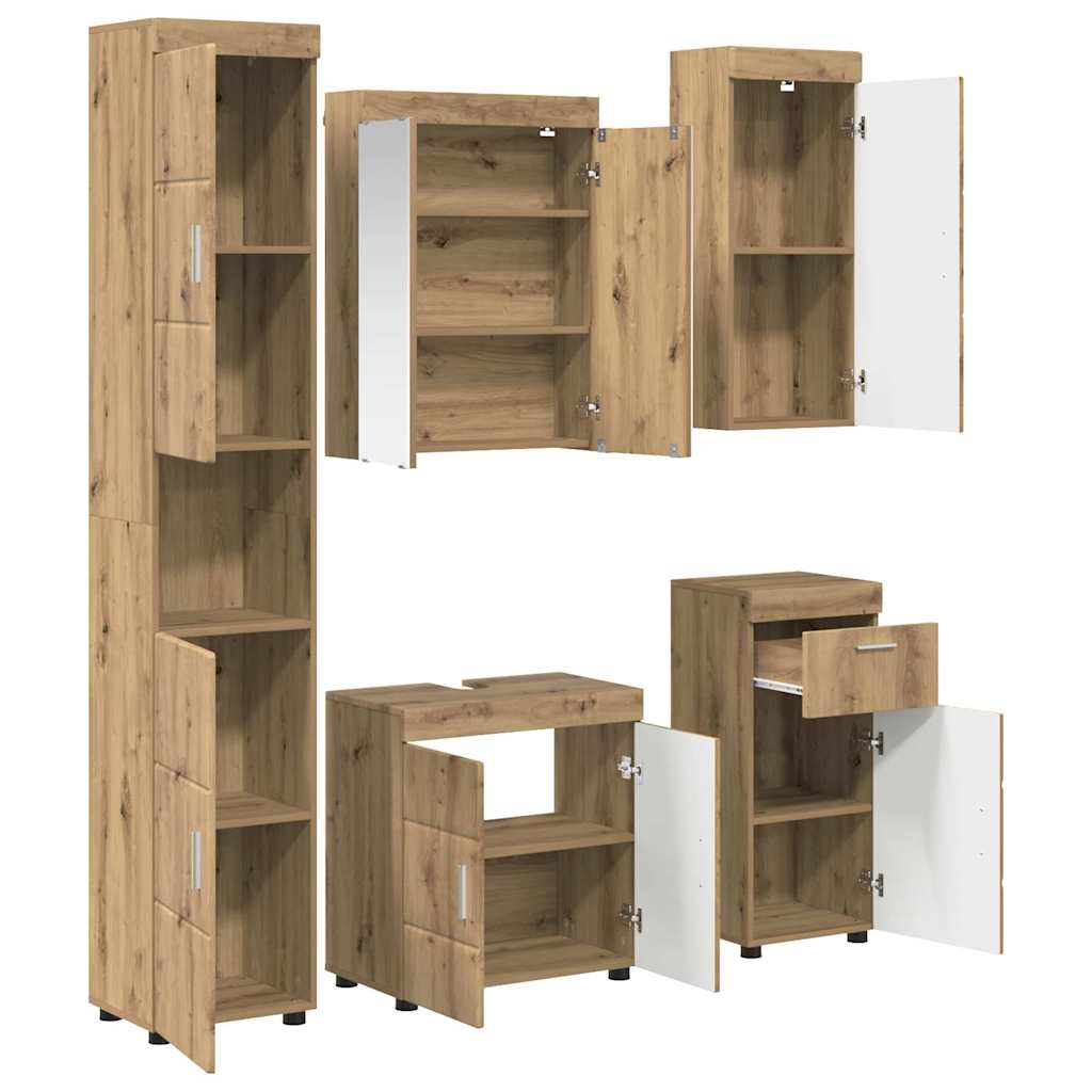 Badezimmermöbel-Set TULUM 5 pcs Artisan-Eiche 60 x 34 x 63 cm