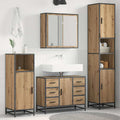 Badezimmermöbel-Set mit Regal 4 pcs Artisan-Eiche Holzwerkstoff