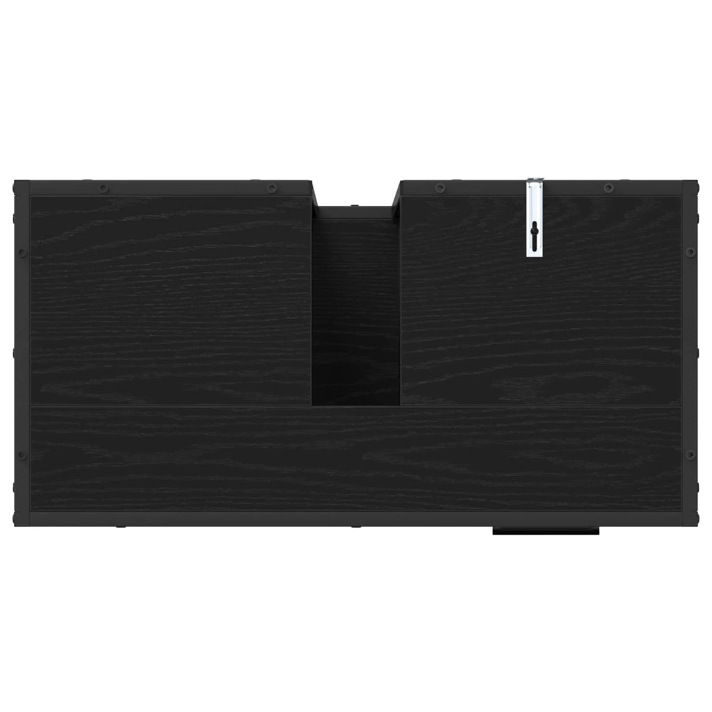 Badezimmermöbel Set 2 pcs Schwarz Eichen-Optik Holzwerkstoff
