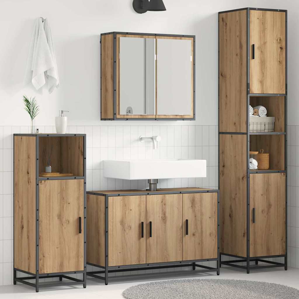 Badezimmermöbel-Set mit Regal 4 pcs Artisan-Eiche Holzwerkstoff