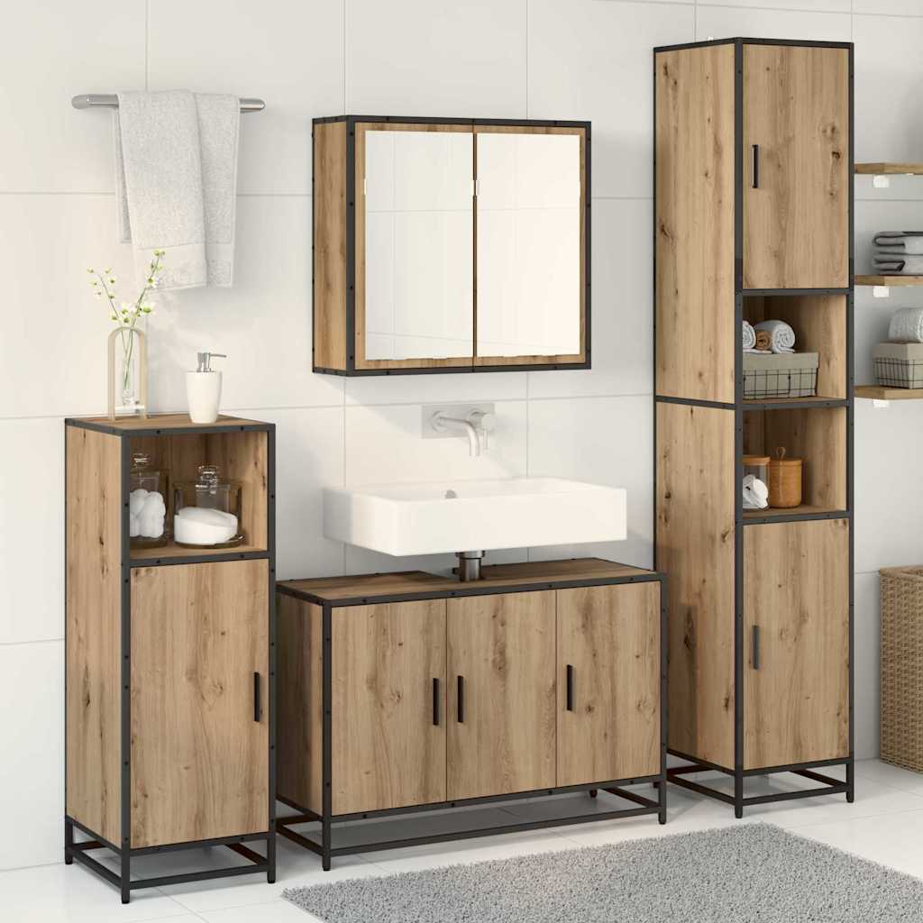 Badezimmermöbel-Set mit Regal 4 pcs Artisan-Eiche Holzwerkstoff
