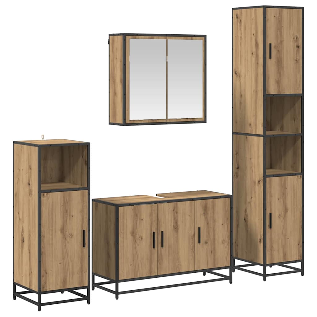 Badezimmermöbel-Set mit Regal 4 pcs Artisan-Eiche Holzwerkstoff