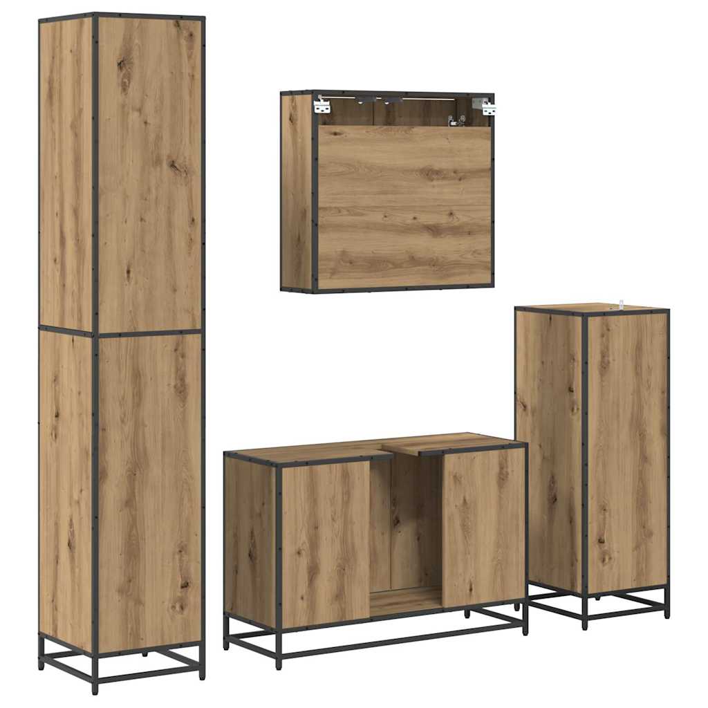 Badezimmermöbel-Set mit Regal 4 pcs Artisan-Eiche Holzwerkstoff