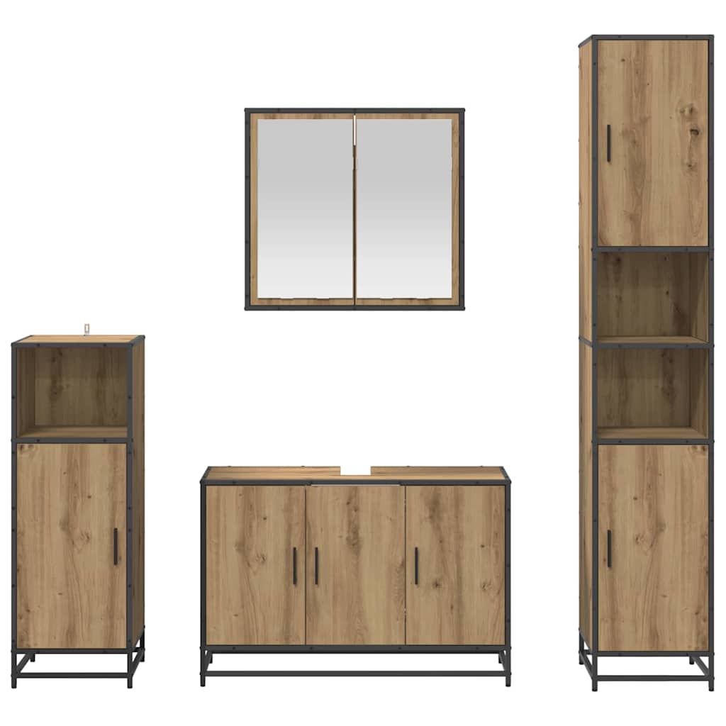 Badezimmermöbel-Set mit Regal 4 pcs Artisan-Eiche Holzwerkstoff