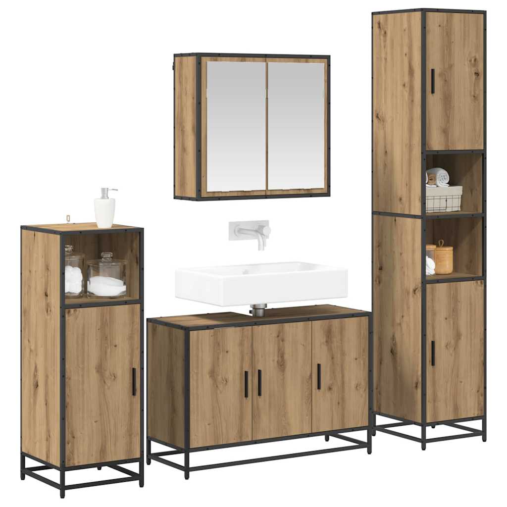 Badezimmermöbel-Set mit Regal 4 pcs Artisan-Eiche Holzwerkstoff